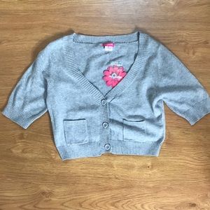 Heather Gray Short Sleeve Cardigan Sweater Size M